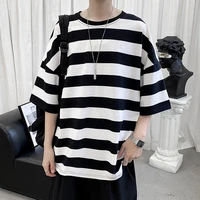 2022 summer street style striped mens t shirt new fashion harajuku cool all match high quality clothes funny loose casual tops