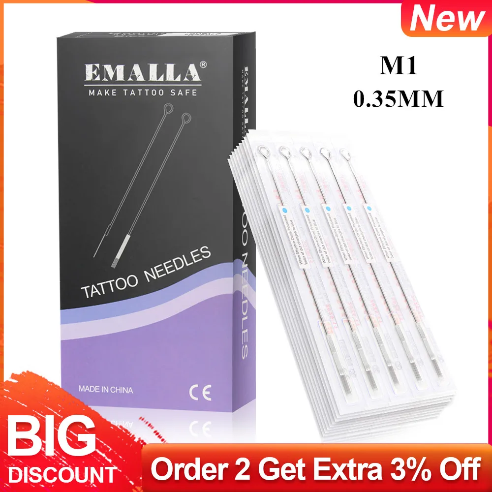 

Одноразовые Стерильные тату-иглы, 0,35 мм, 5/7/9/11/13/15M1, 50 шт.