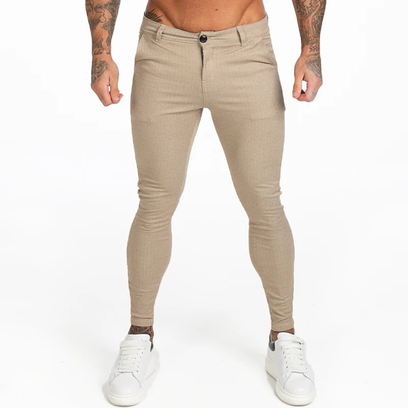 GINGTTO 2019AW Для мужчин s Чино Slim Fit хаки Брюки Чинос Для мужчин эластичные штаны Повседневное ботильоны плотное прилегание уличный стиль zm376