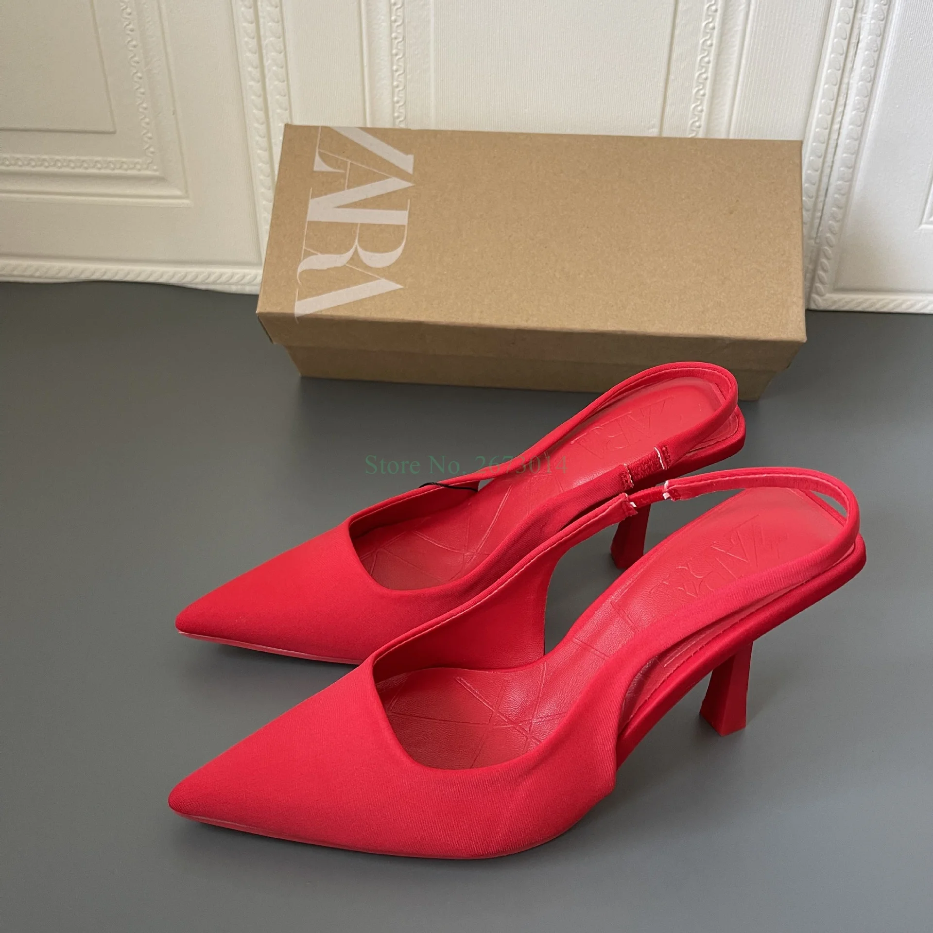 

Sexy Women Ankle Slingback Pointed Toe Female Dress Bright Color Textured Stiletto Single Crocodile Pattern High Heel Sandals