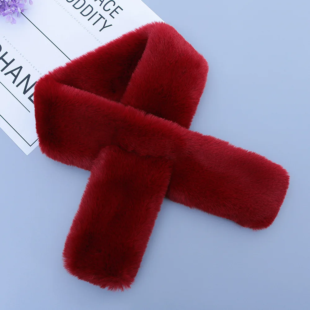 Оптовая продажа корейский Зимний плюшевый шарф из искусственного кроличьего