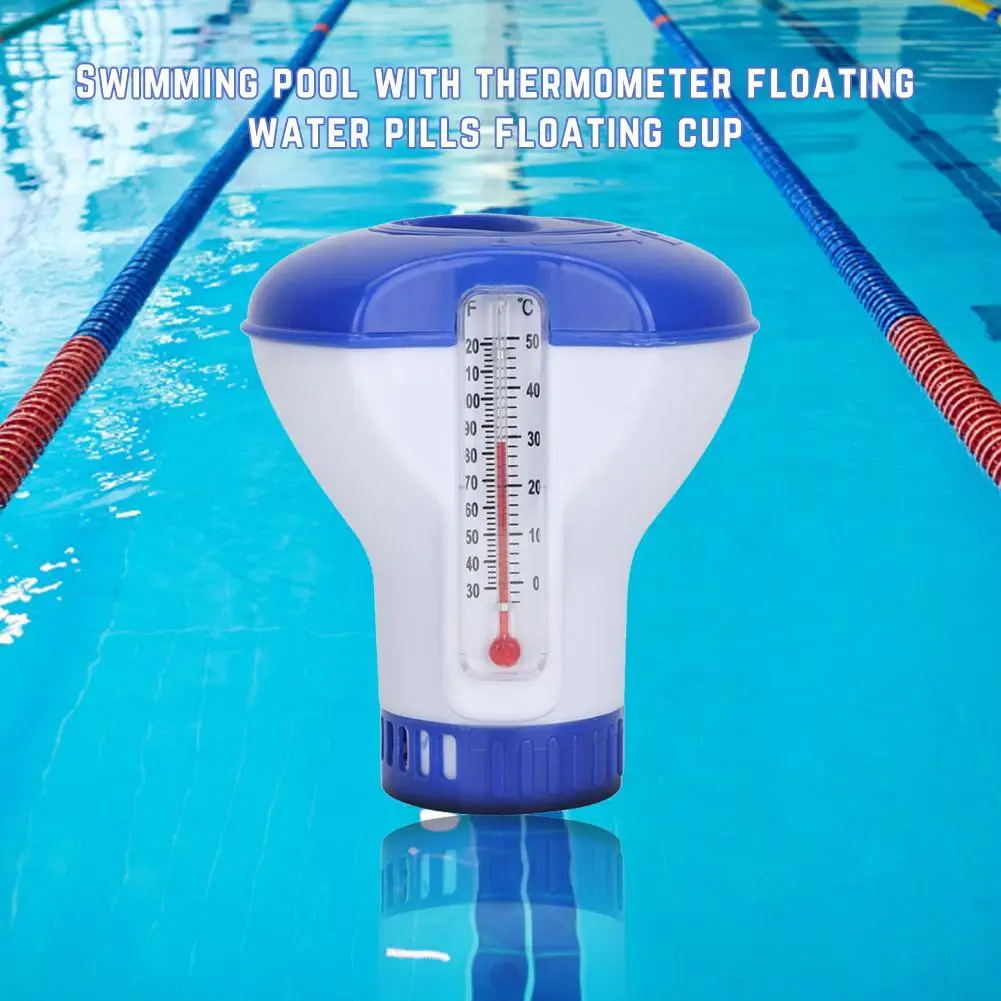 

Floating Chlorine And Bromine Tabs Dispenser Swimming Pool Chemical Chlorine Dispenser Thermometer Automatic Applicator Pump