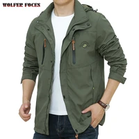 2022 new spring and autumn youth outdoor leisure loose large size jacket mens removable cap elastic quick drying coat