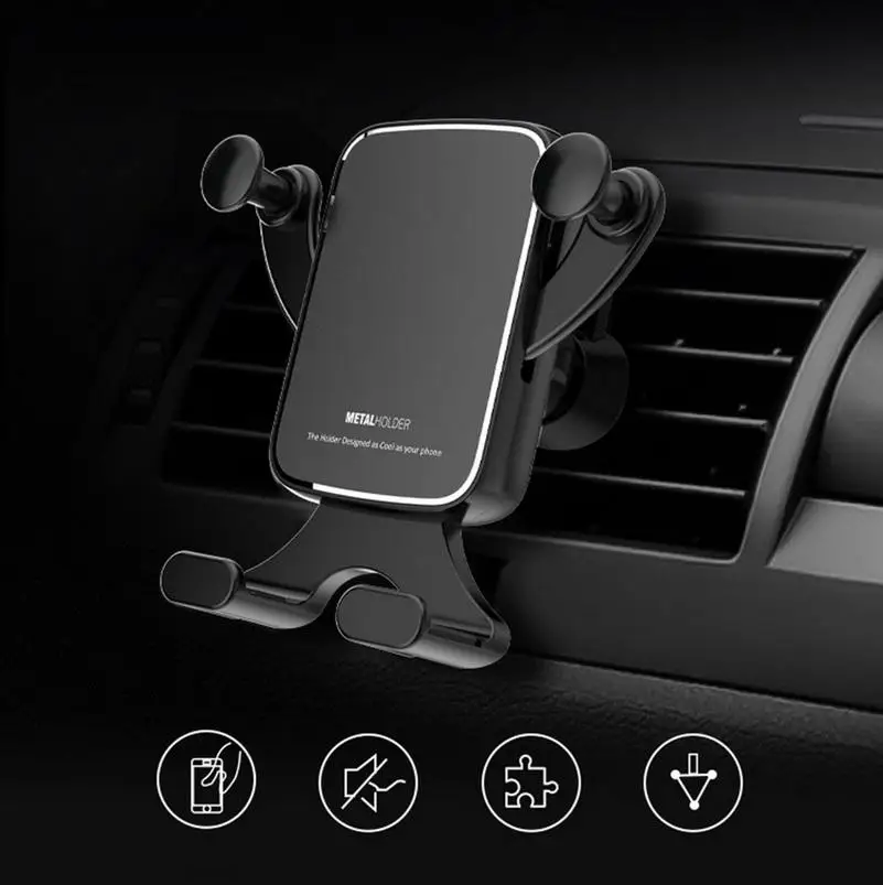 Horizontal Vertical Screen Gravity Bracket Car Phone Holder Metal Universal Air Outlet Mount Vehicle Stand r60 | Мобильные телефоны