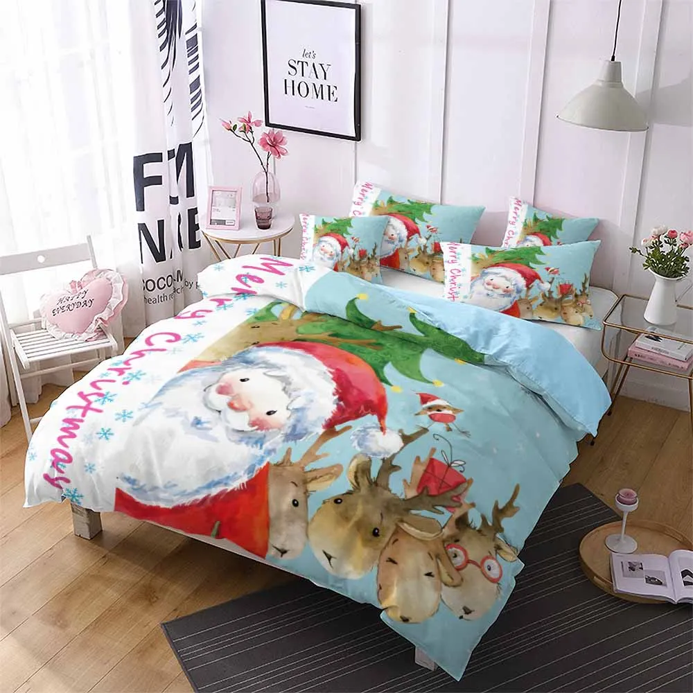 Счастливого Рождества микрофибра домой постельные принадлежности Санта Клаус