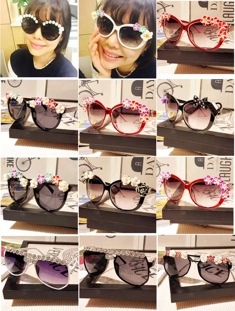 Модные жемчужные цветочные очки весенние и летние с овальными линзами цветные в