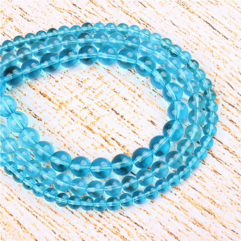 

4 6 8 10 12 MM Blue Glass Natural Stones Round Loose Beads For Jewelry Making Bracelet Necklace Diy