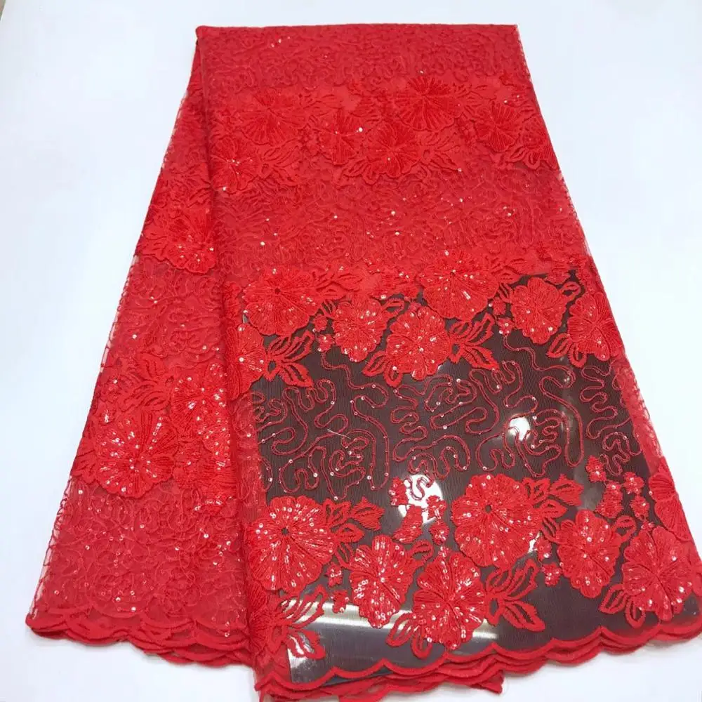 

African Nigerian Cord Milk Silk Lace Fabrics With Sequins Gold Color Guinea India Sequined Embroidered Guipure Mesh Wedding Lace
