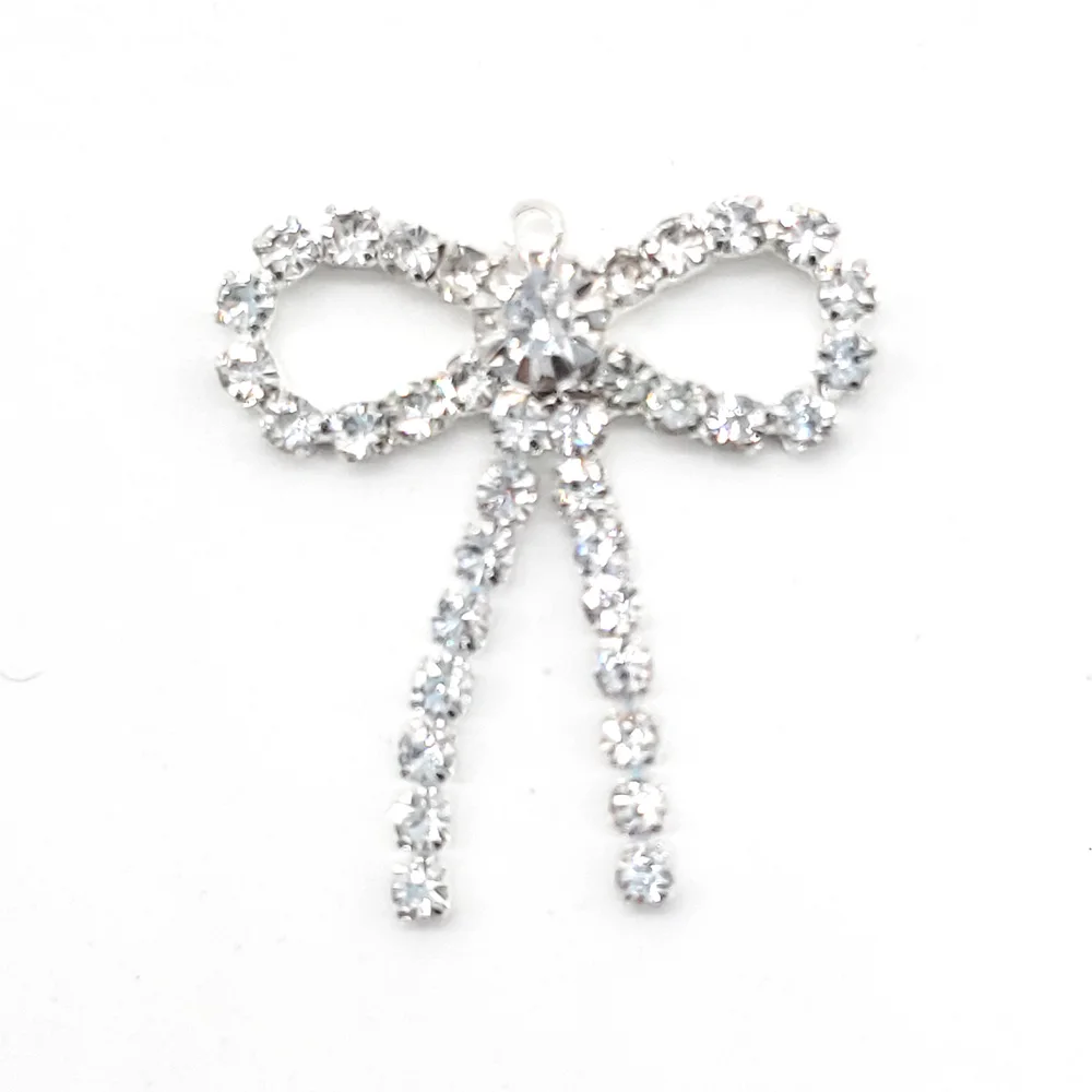 1pc Rhinestone Flower Crown Shoe Charms Accessories DIY Metal Chain Bow JIBZ Croc Garden Shoe Decoration Girls Party Gifts