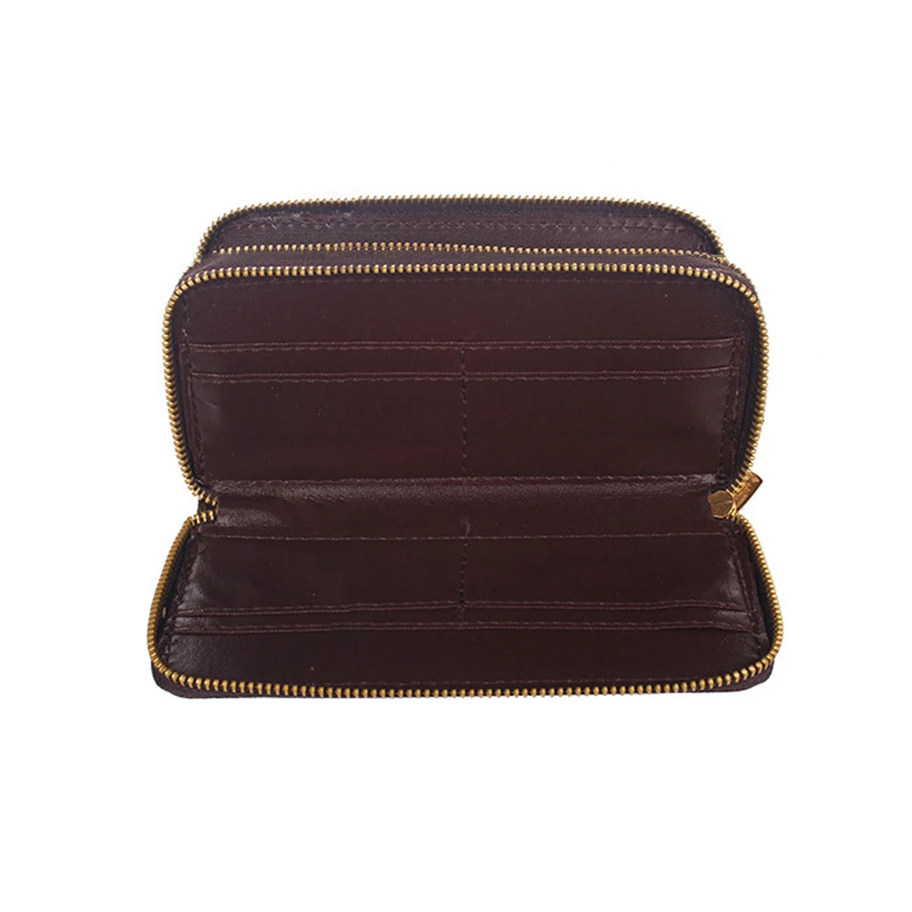 Женский кошелек из искусственной кожи Винтажный Длинный на двойной молнии с