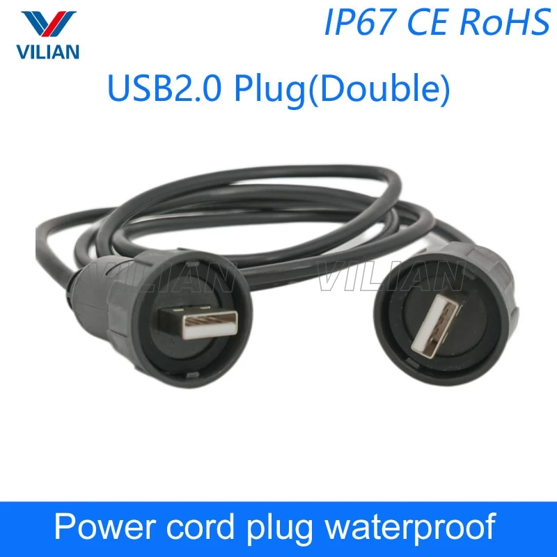 USB водонепроницаемый разъем IP67 кабель 1 м шнур питания USB2.0 USB3.0 удлинитель для