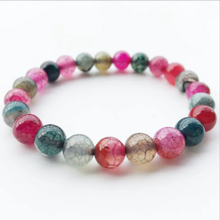 Wholesale 8mm Genuine Colorful Natural Tourmaline Bracelets For Women Lady Charm Stretch Round Crystal Bead Bracelet