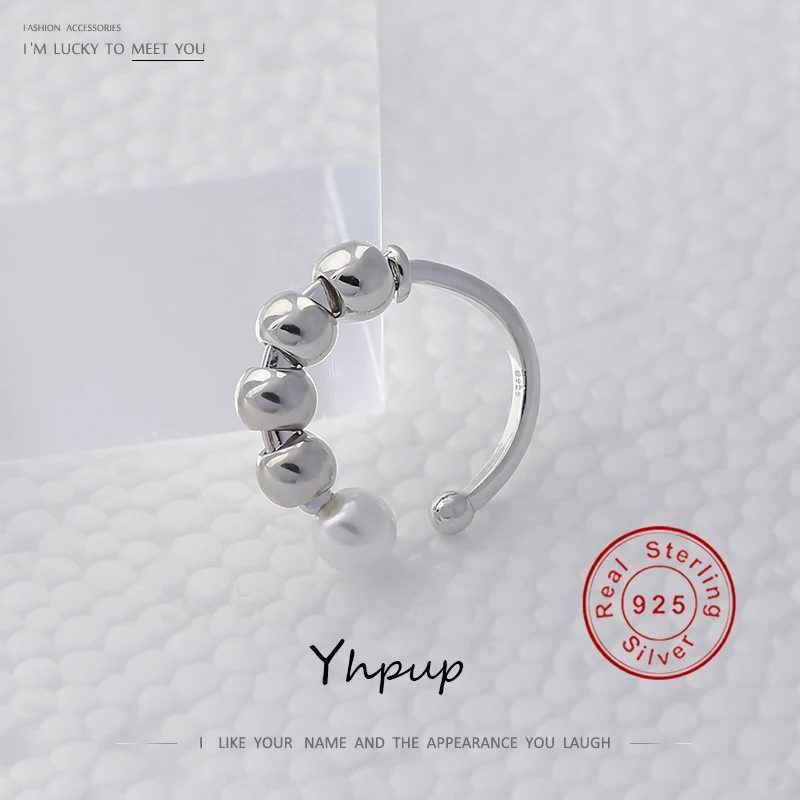 Yhpup 925 Sterling Silver Circle Pearls Ear Cuff Earring for Women Fashion Metal Geometric No Pierced Clip Simple Jewelry | Украшения и