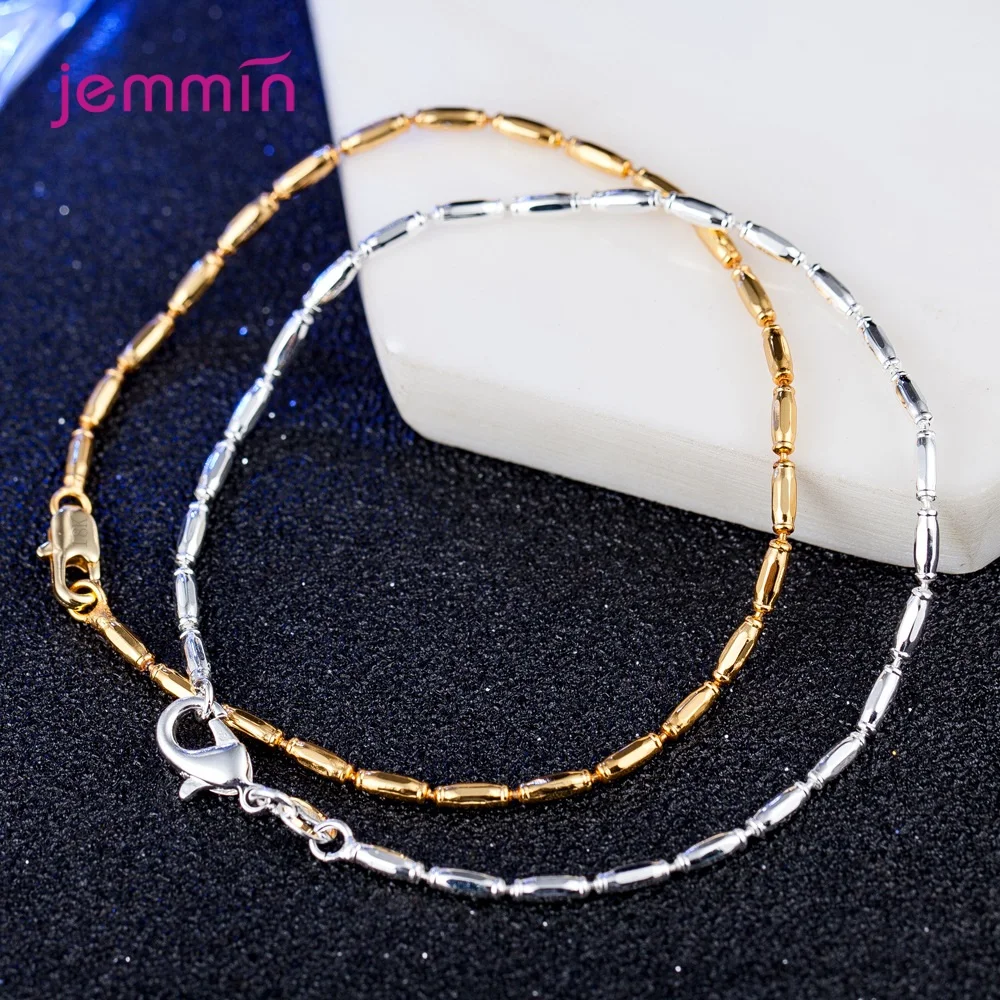 

Fashion Hot 2mm Gold Olive Bead Necklace For Women 925 Sterling Silver Hand Chain Female Fashion Jewelry Party Charm Bangle Gift