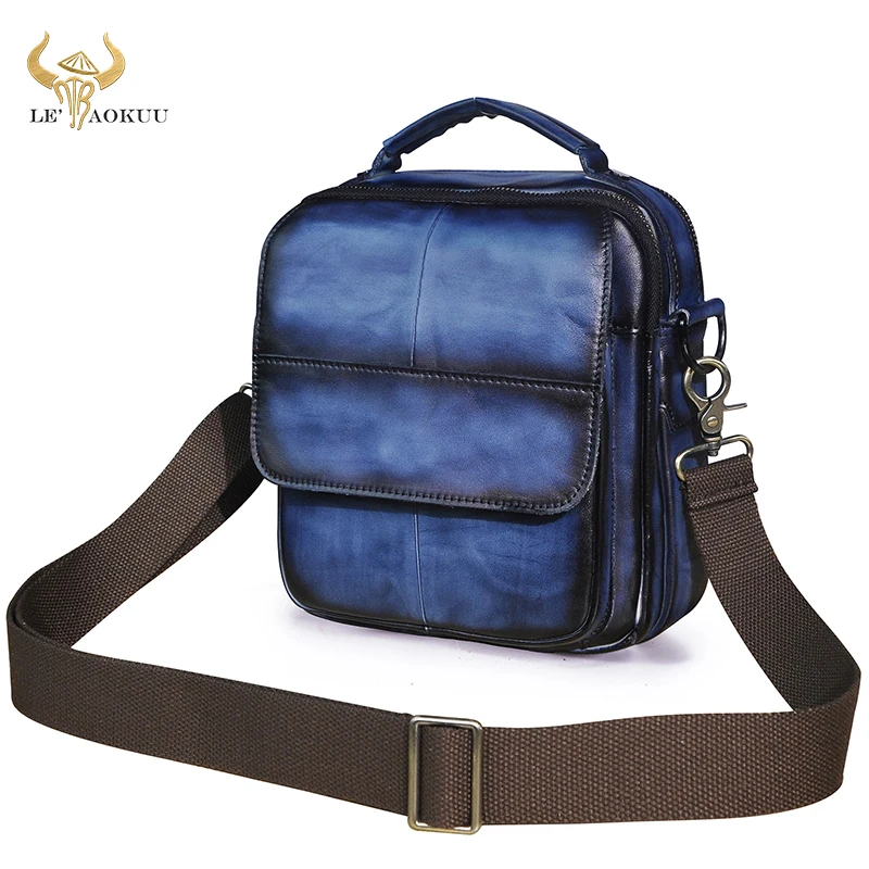 

Luxury Quality Leather Male Design Travel School Messenger Crossbody bag Fashion Blue College Tote Mochila Satchel bag Men 148