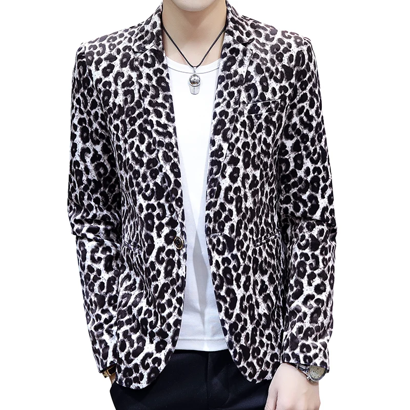 

HO 2021 spring new leopard blazer blazer youth print slim handsome blazer tide