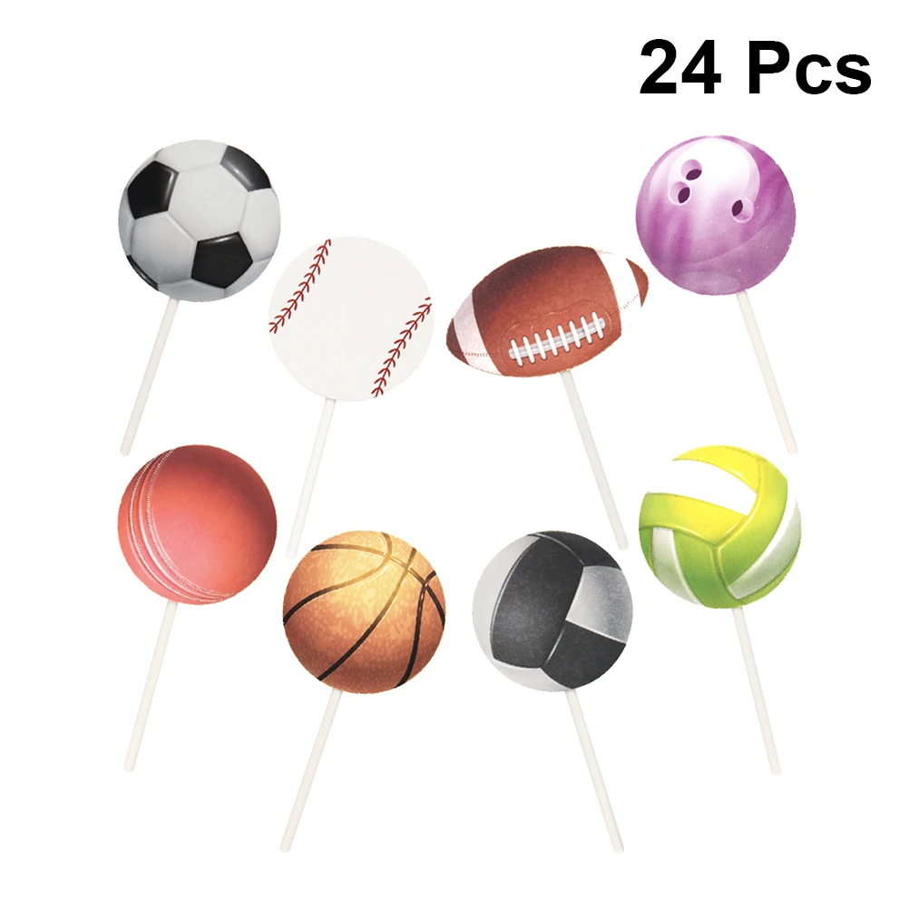 24 шт. Топ для футбола спортивные серии бумажные кексы пики торта фрукты вечерние