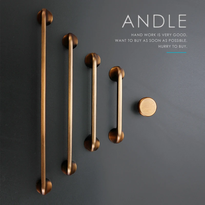 Желтая бронзовая фурнитура из цинкового сплава ручки для кухонного шкафа модная