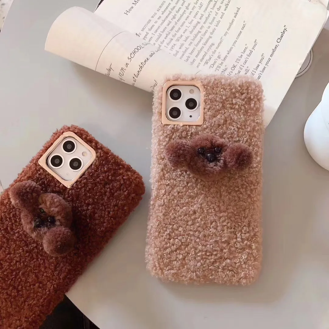 Cute Teddy Case for IPhone 11 Pro Max Merry Christmas Plush Cover XR X XS 6 6S 7 8 Plus Fuzzy Dog |