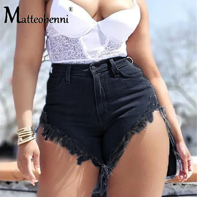 Шорты женские рваные из денима с бахромой пикантная уличная одежда повседневные