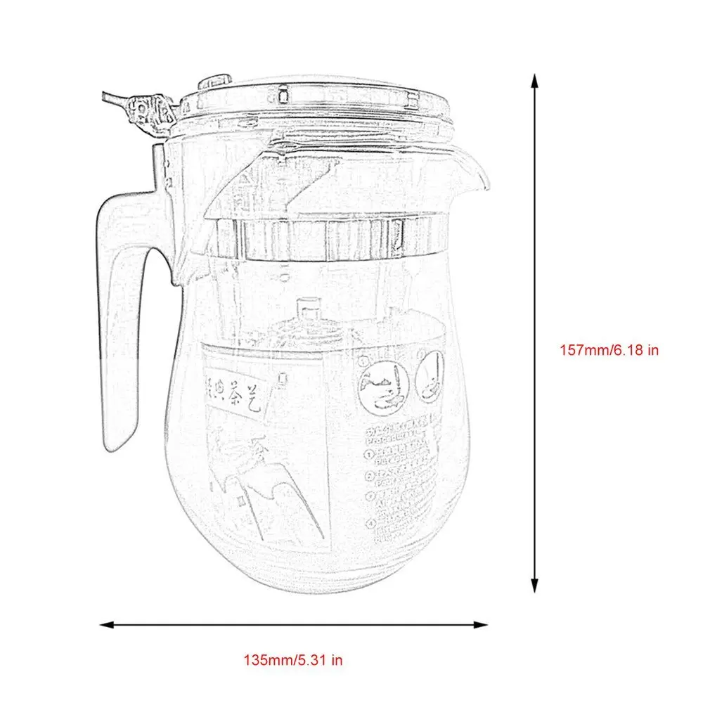 

New Arrival 500ml Heat Resistant Glass Tea Pot Chinese Kung Fu Tea Set Puer Kettle Flower Tea Pot Convenient Home Office Teaset