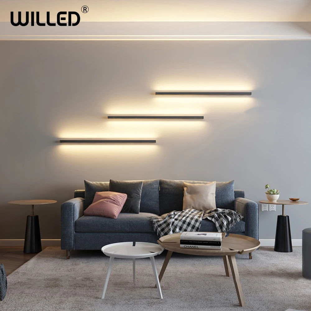 

Nordic Minimalist Long Strip Wall Lamp Modern Led Wall Light Fixture Bedroom Bedside Living Room Wandlamp Stairs Wall Sconce