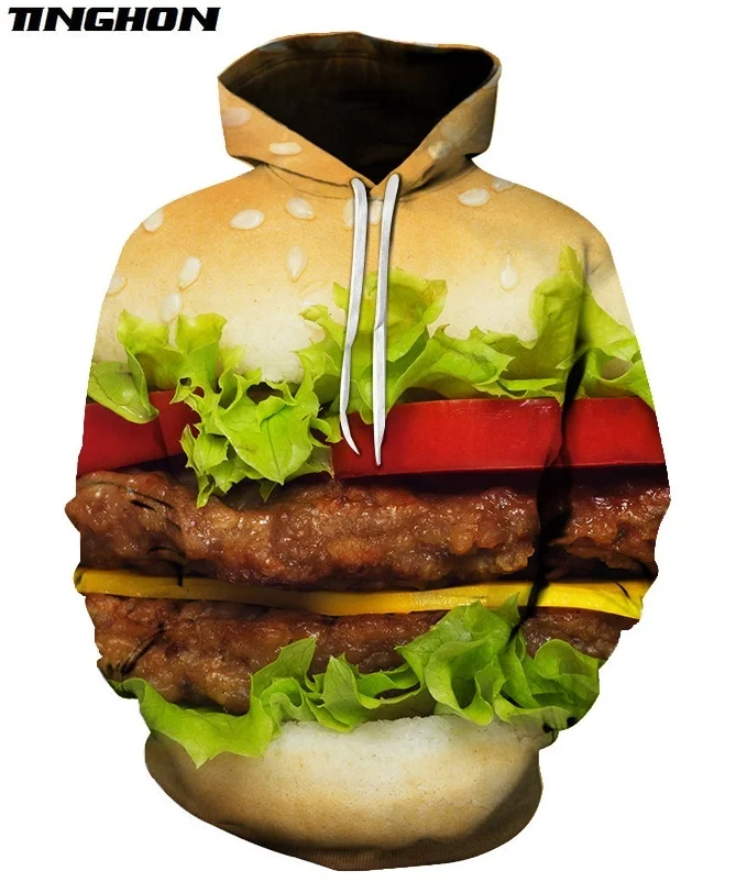 XS-7XL спортивные костюмы с объемным изображением гамбургера еды свитшоты +