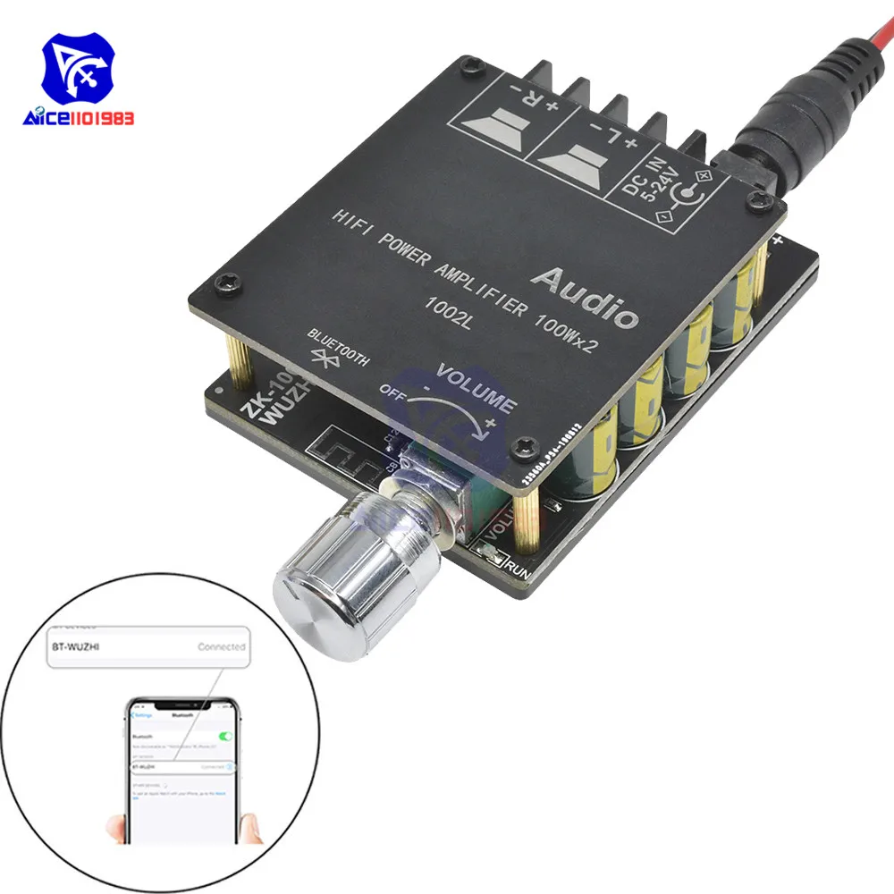 Diymore TPA3116 ZK-1002L Bluetooth 5 0 плата цифрового усилителя Вт x2 регулируемый аудио модуль
