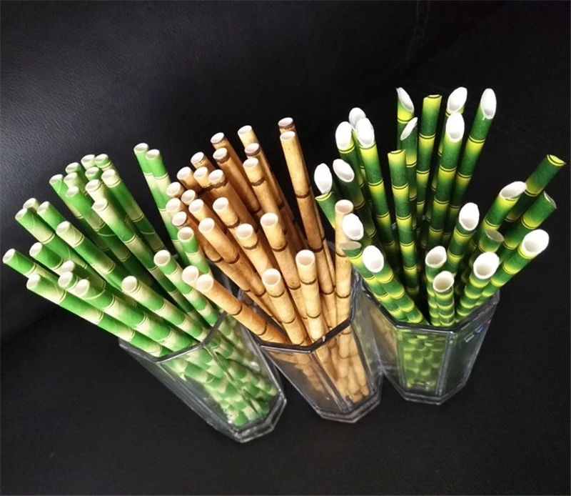 100pcs 19.7cm Paper Straw Reusable Bamboo Drinking Tube Party Supplie Decoration Cocktail Drink Accessory Barware | Дом и сад