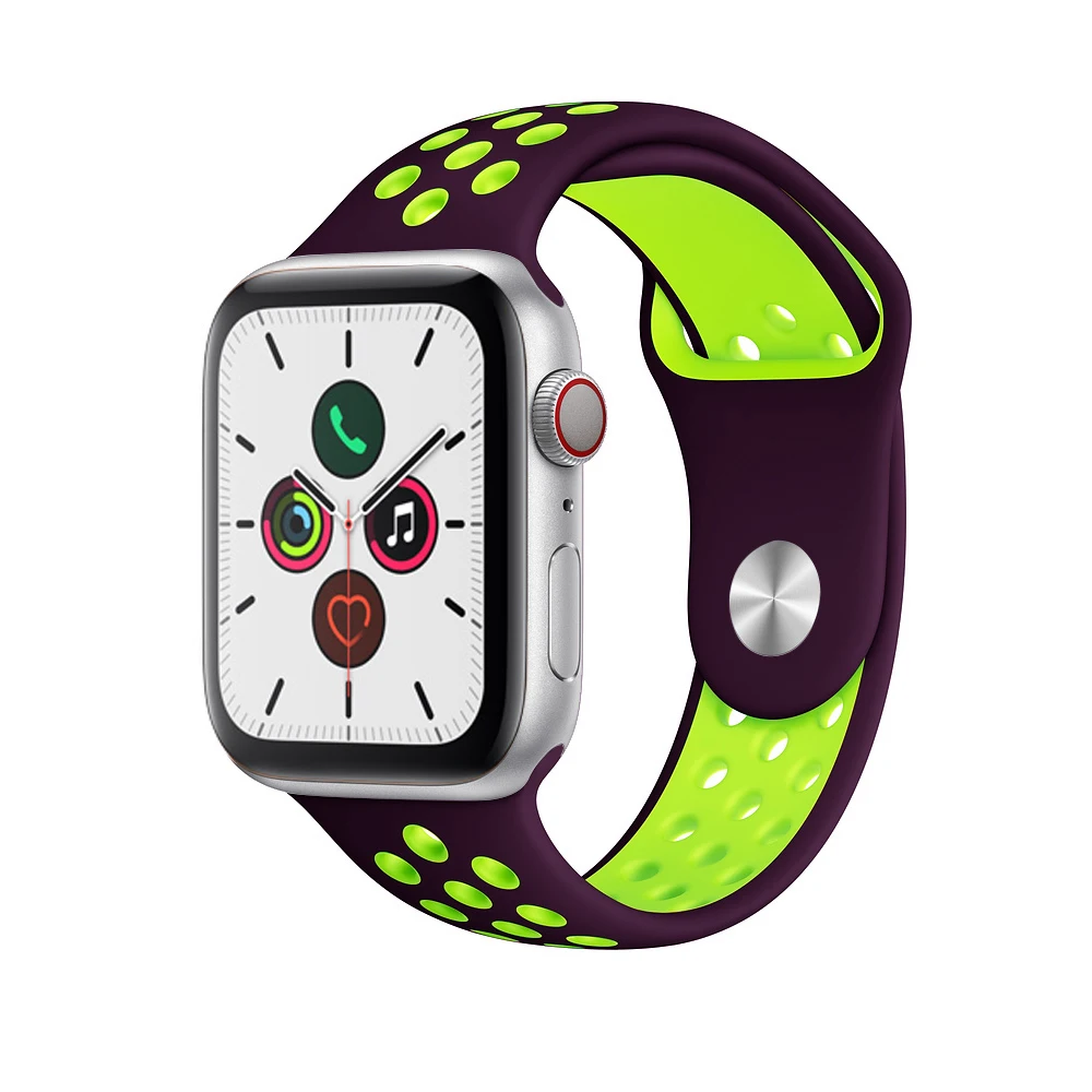 Силиконовый ремешок для apple watch 5 4 band correa apple watch 44 мм 40 мм 42 мм 38 мм iwatch 5 4 3 2 1 спортивный браслет на запястье - Цвет ремешка: purple green