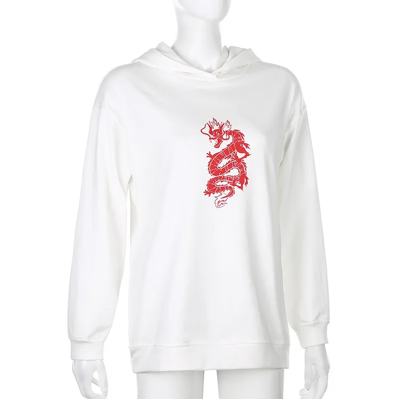 

hirigin Women Autumn Long Sleeve Dragon Printed Sweatshirt Hoodies 2020 Fashion Chinese Style Ladies Casual Pullover Hooded Top