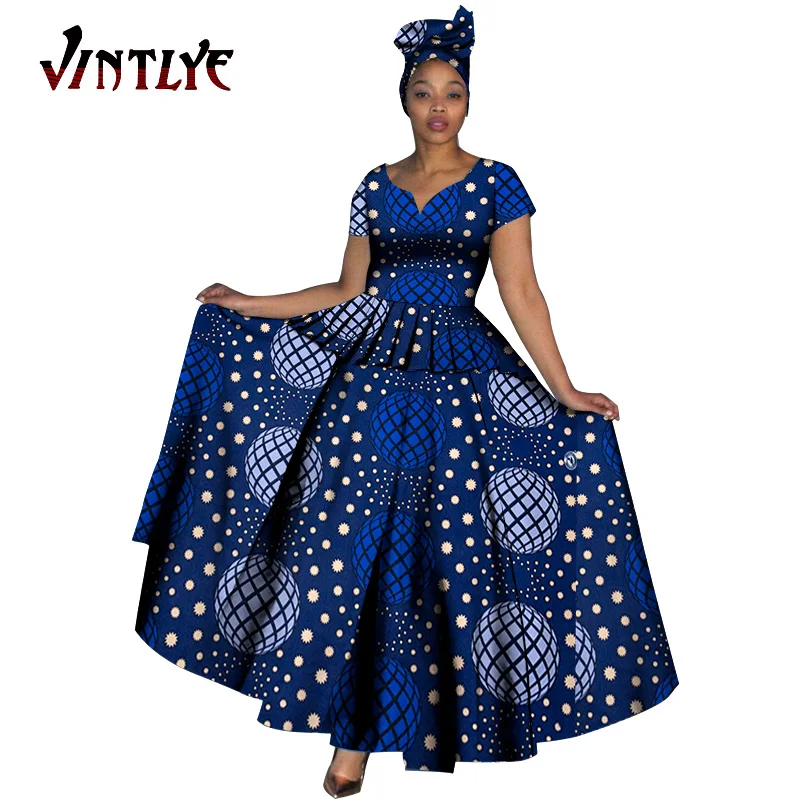 Модная женская одежда африканские платья с принтом Анкары v-образный вырез