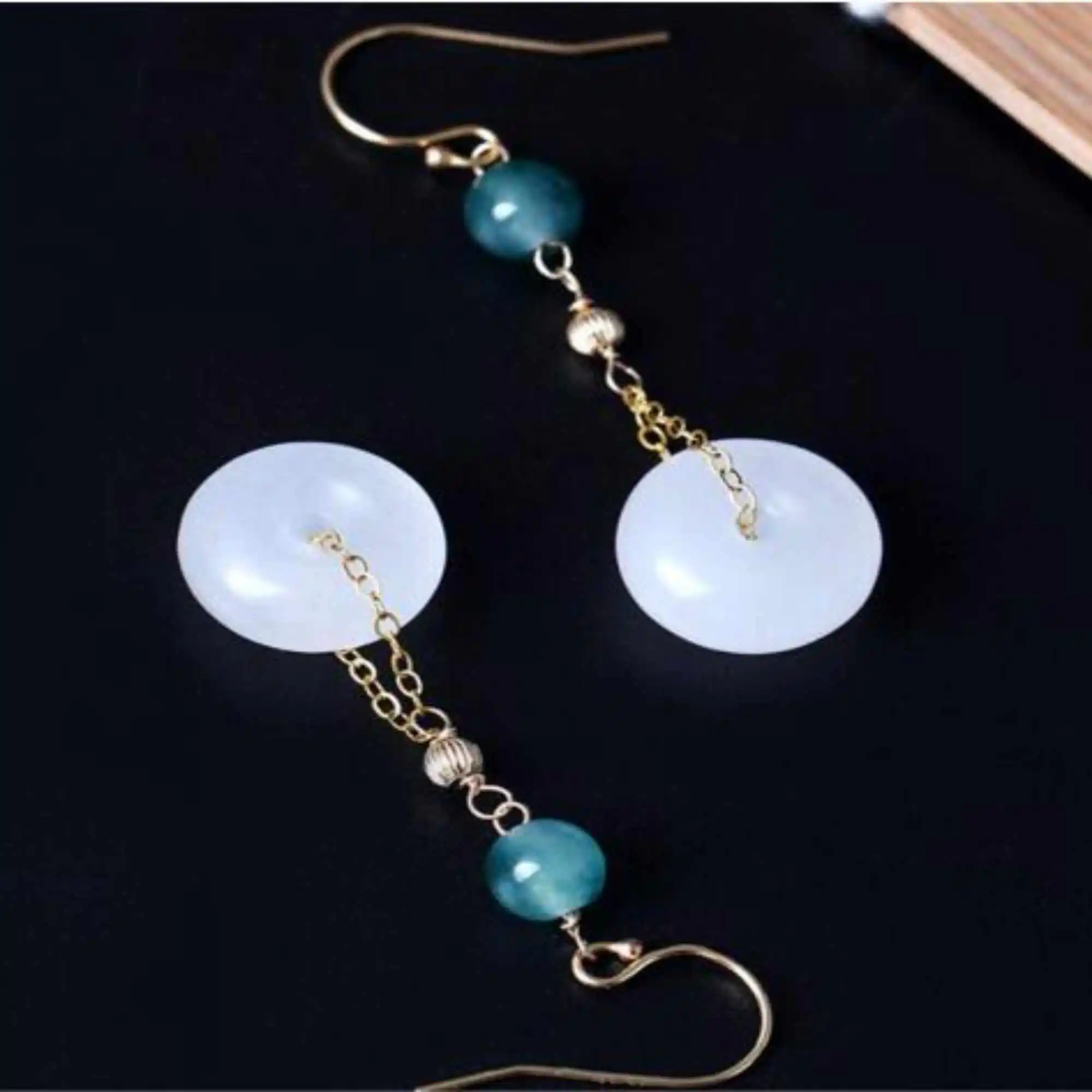 

Natural Jasper earrings gold yellow Party Gift vintage style Classic Thanksgiving Fashion CARNIVAL Hook New Year Ear stud Lucky