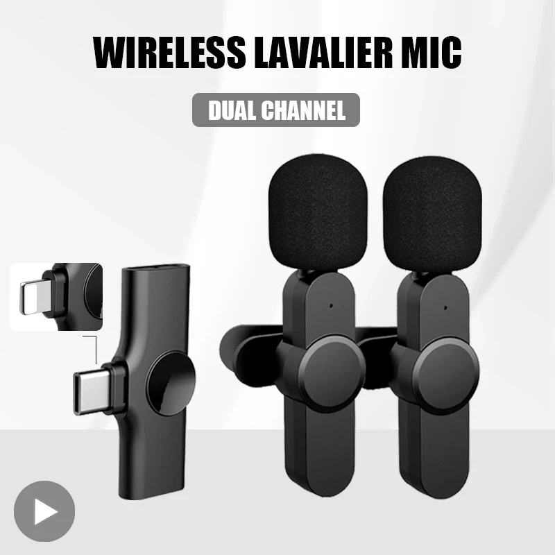 Wireless Lavalier Microphone Lapel Mic Mini For iPhone Android Cell Mobile Phone PC Tiny Micro Tie Mikrofon Mike Dual Bluetooth
