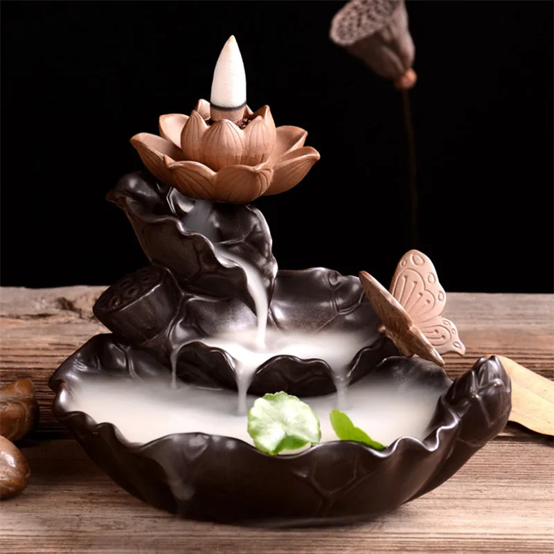 Керамический Лотос курильница с обратным потоком кадиловая держатель для