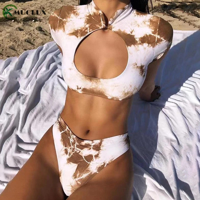 2020 открытое бикини с высокой талией купальник женский сексуальный ретро полый