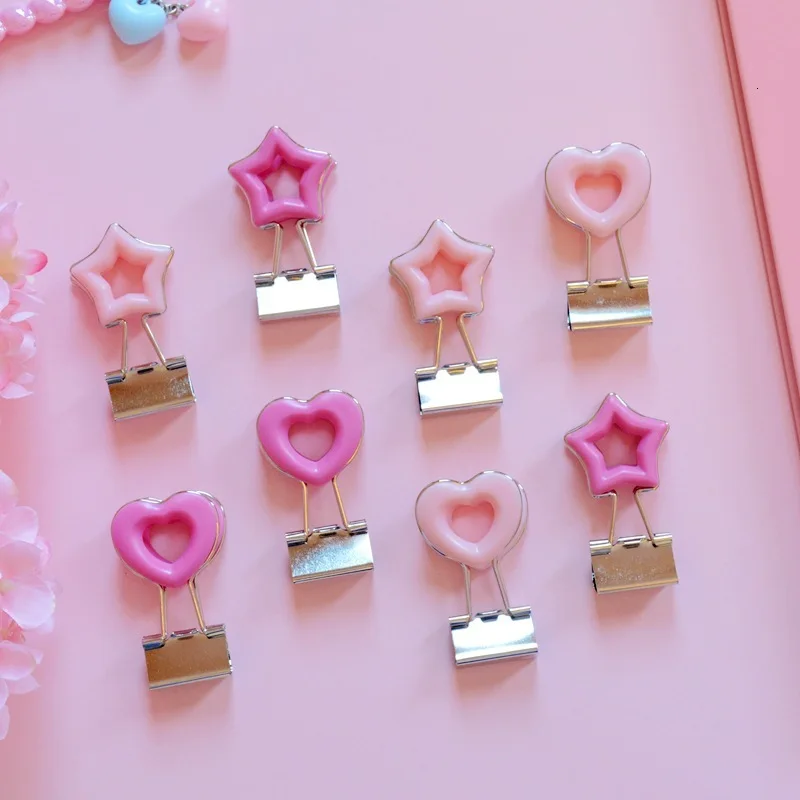 SIXONE 1 шт. Ins розовый цвет Любовь пятиконечная звезда Железный Зажим Файл данные
