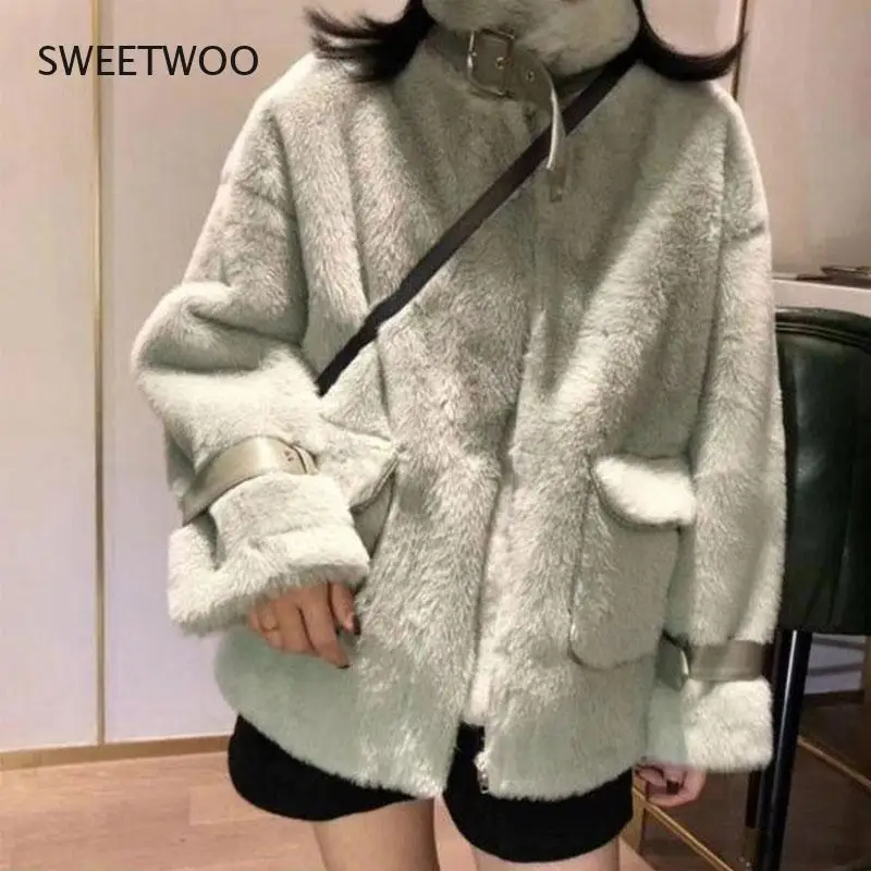 Deerskin Jacket Women's Warm Autumn and Winter Plus Velvet Jacket Women's Fur One-piece Jacket Casual Oversized Jacket