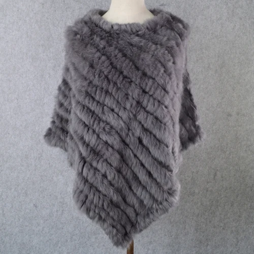 dark gray Модные вечерние женские шали из натурального кроличьего меха, натуральный вязаный натуральный кроличий мех, пончо, шарф, осенне-зимний кроличий мех, Пашмина - Цвет: dark gray
