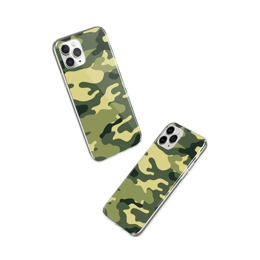 

Army Green Camo Cell Phone Cover Case Soft TPU Mobile Protection Back Cover for iPhone 11 X XR XS Pro Max