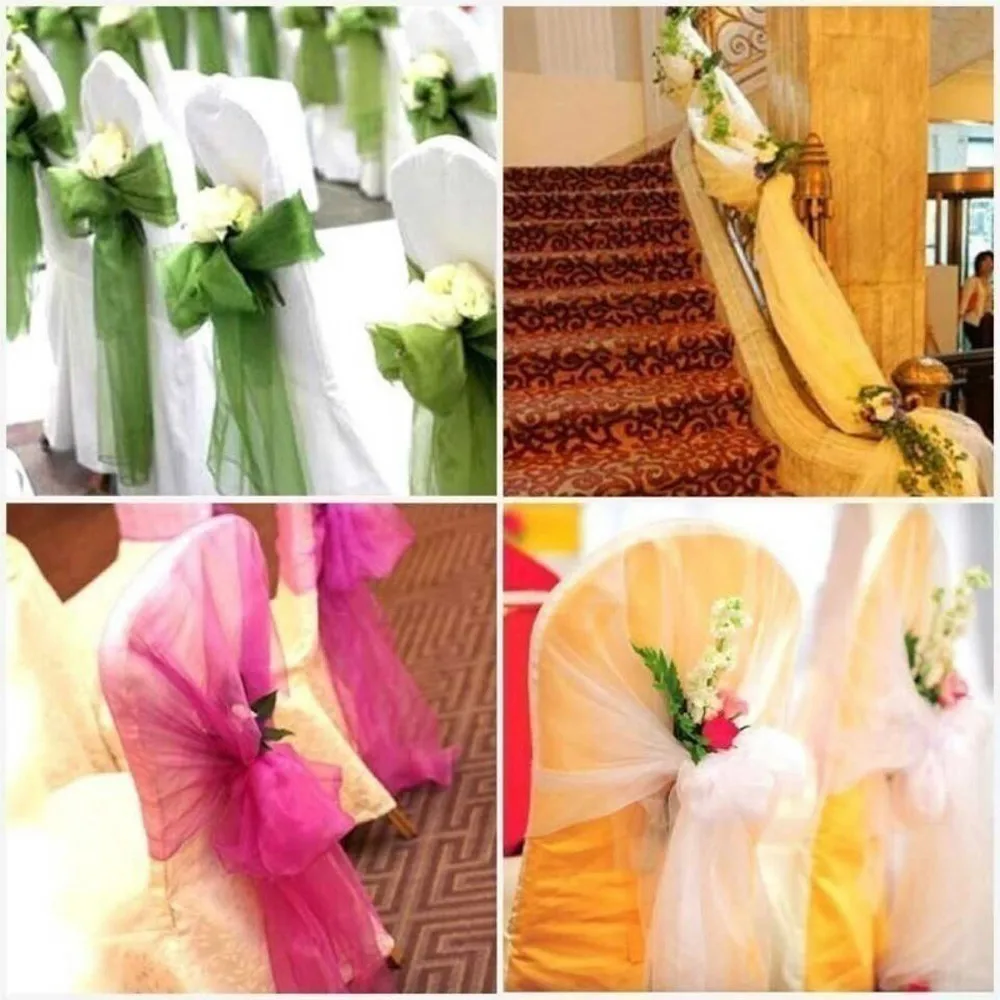 5 метров тюль рулон Хрустальная ткань органза отвесный Свадебный фон украшение