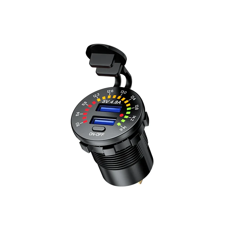 

USB Fast Charger Motorcycle Phone Charger Universal Modified Car Charger Voltmeter 12-24v With Switch Waterproof Digital Display