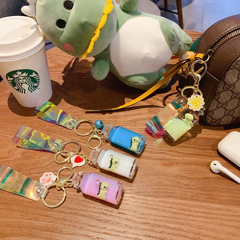 Горячий движущийся брелок с жидкостью милый динозавр зыбучие пески брелоки в