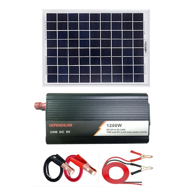 

Complete Solar Power System Power Generator Kit, Solar Panel with Inverter&Cable