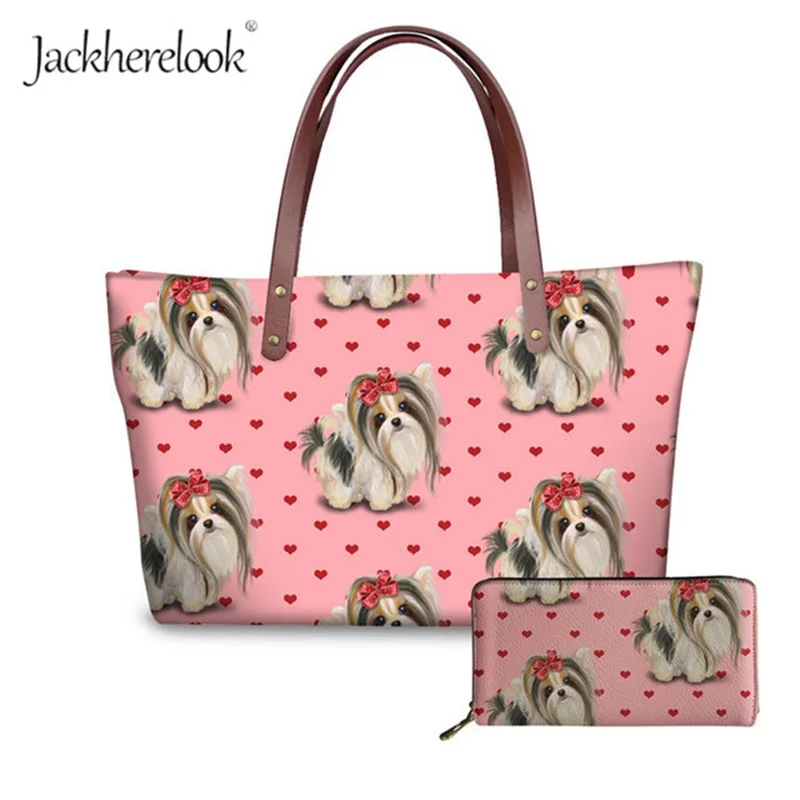 Сумка и кошелек Jackherelook с принтом кости лапы Йорка для женщин комплект модных