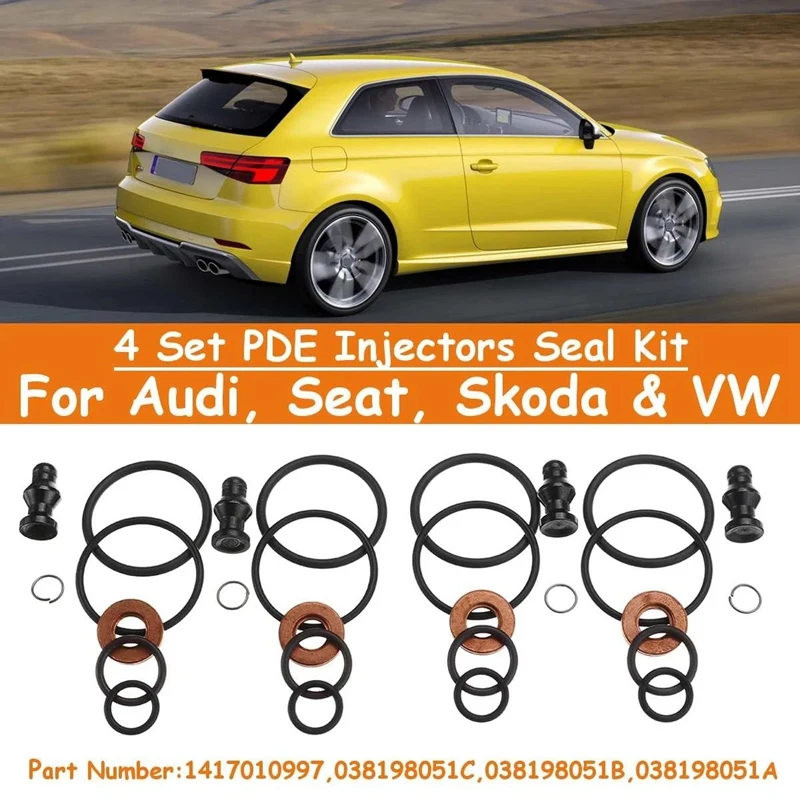 

Набор из 4 уплотнений для автомобильных форсунок PDE для-/Seat/Skoda 1417010997,038198051C,038198051B,038198051A,038198051,1417010998