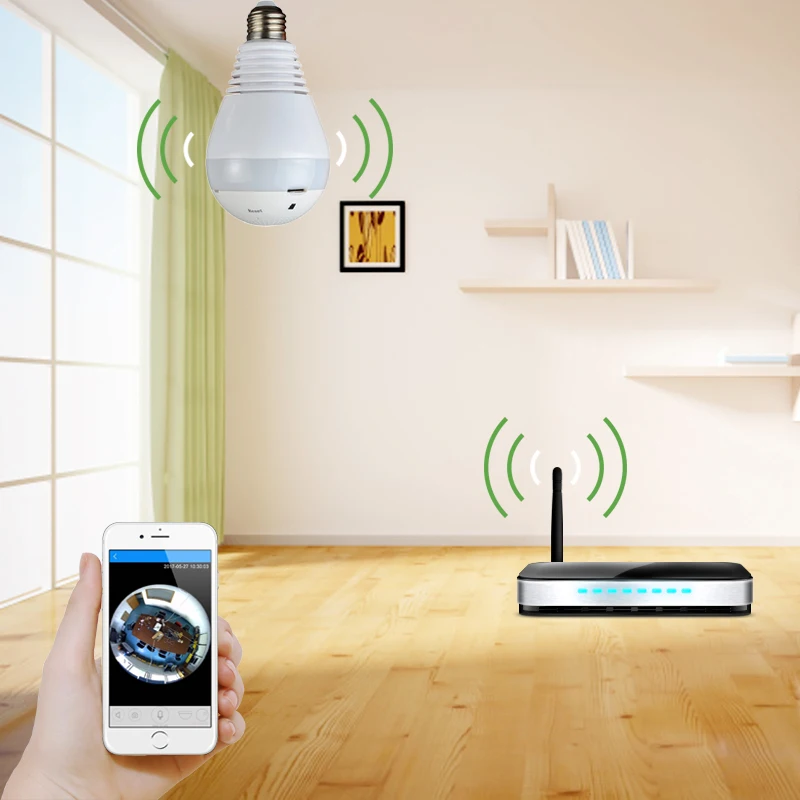 360 градусов светодиодный светильник 1080P беспроводной панорамный Детский Монитор