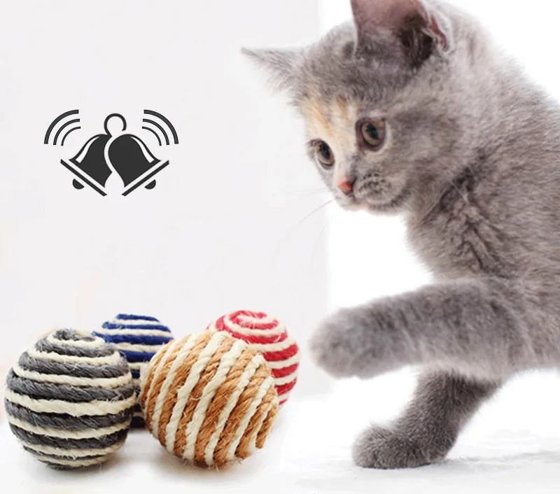 Cat Pet Sisal Rope Weave Ball Teaser Kitten Dog Playing Chewing Rattle Scratch Catch Toy Puppy Interactive Training Supply | Дом и сад