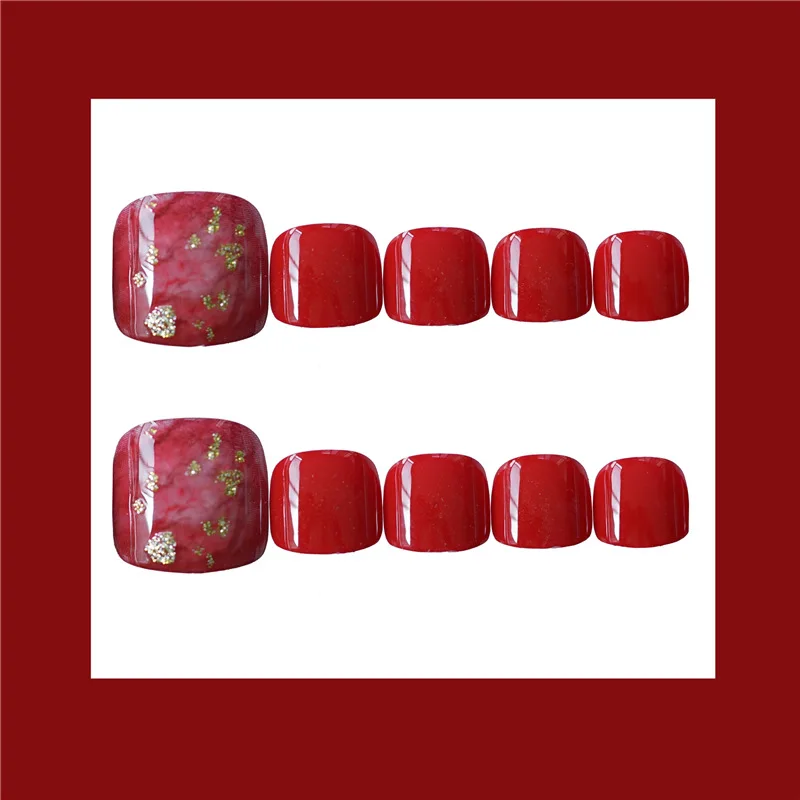 24 шт./компл. Золотая фольга дизайн искусственные ногти с полным покрытием и