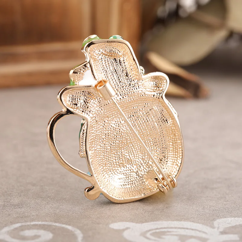 Женская эмалированная брошь Blucome зеленая/желтая лягушка в форме цветка лотоса